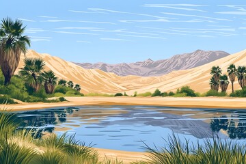 Desert oasis under the sunshine