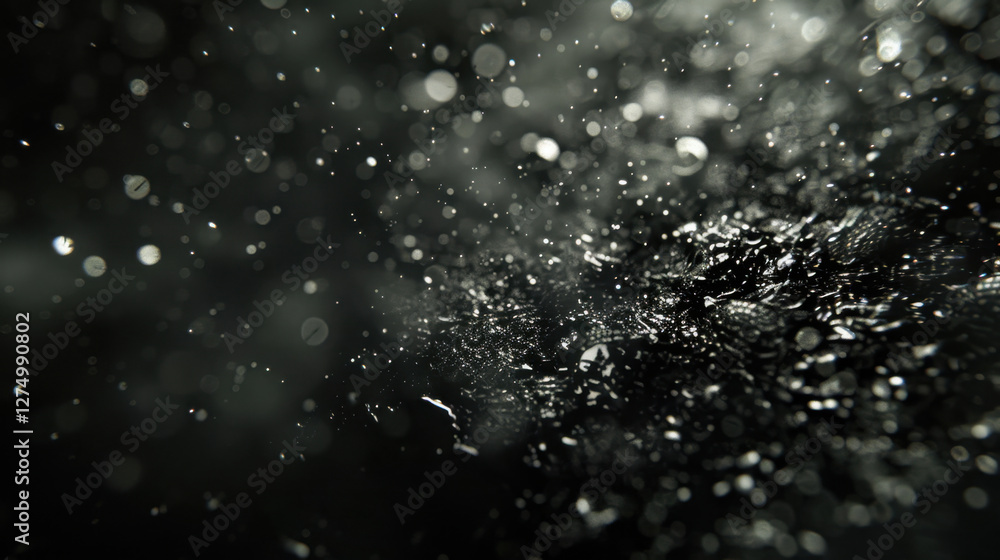 Poster captivating abstract water droplets create mesmerizing effect, showcasing shimmering reflections and