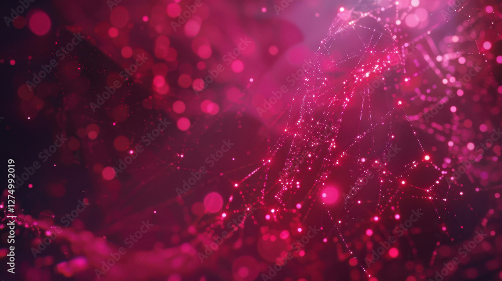 Poster vibrant abstract background with pink and red bokeh lights, creating dynamic and energetic atmospher