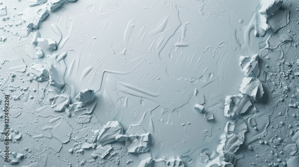 Poster smooth surface with textured ice like formations and scattered fragments