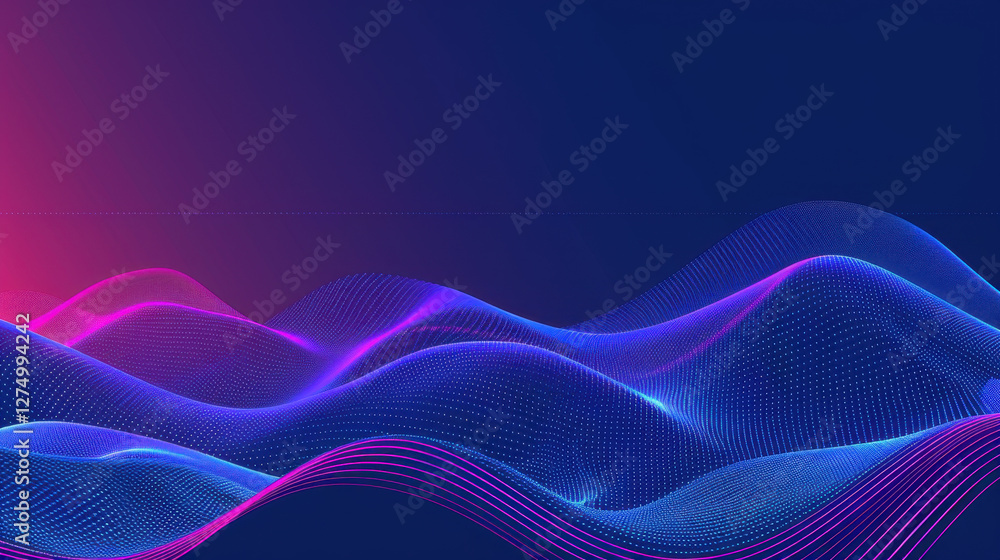 Poster vibrant abstract waves in pink and blue tones create dynamic background. smooth curves and flowing l