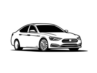 Naklejka premium car silhouette. black and white illustration.