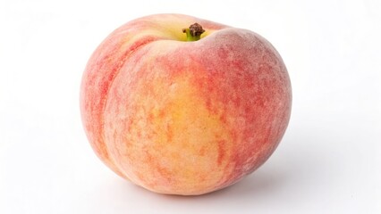 A fresh peach with fuzzy skin, isolated 