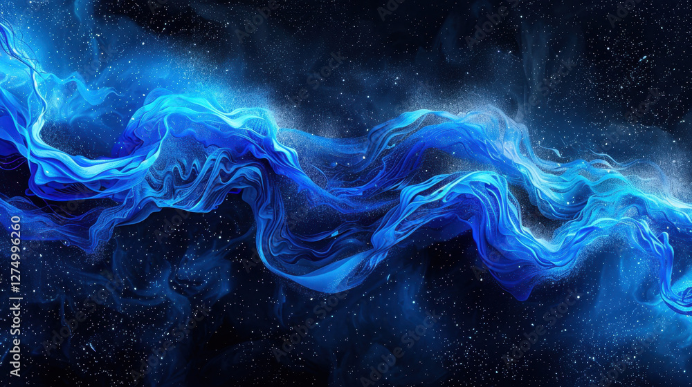 Aufkleber abstract blue wave design with swirling patterns and cosmic background, creating sense of depth and 
