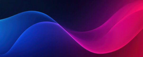 Obraz premium A vibrant blend of blue and pink waves gracefully undulates against a dark background, creating a dynamic, modern visual effect.