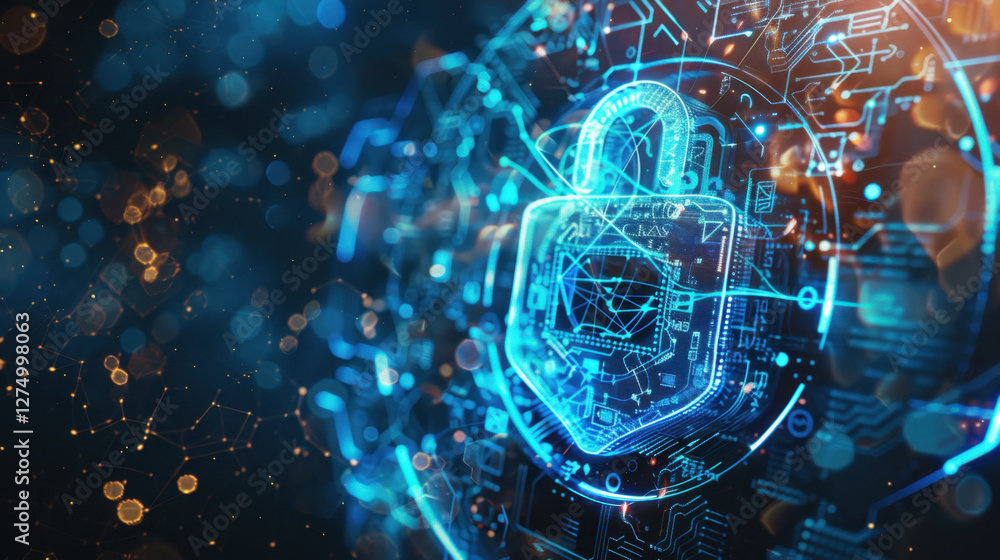 Aufkleber digital lock symbol representing cybersecurity and data protection