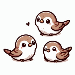 vector illustration of cartoon bird with couple