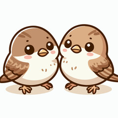 vector illustration of cartoon bird with couple