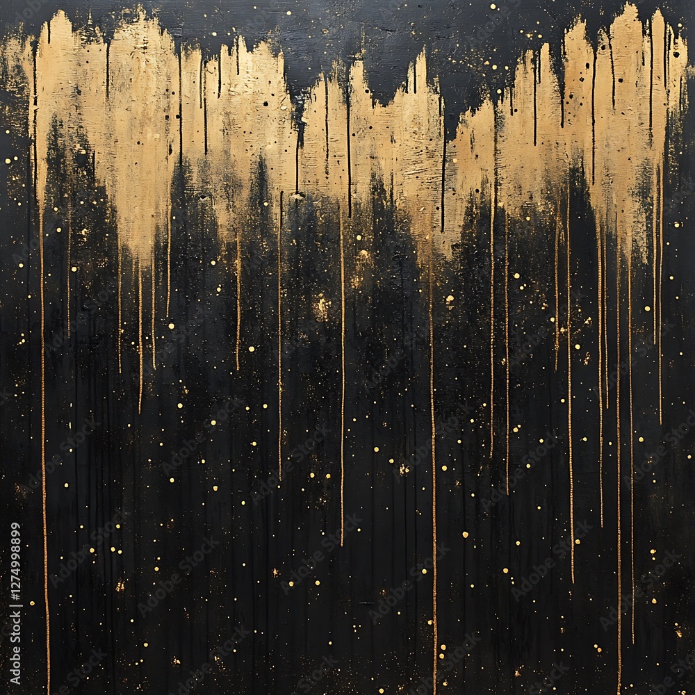 Poster an abstract artwork featuring bold black and shimmering gold textures. perfect for adding a modern t