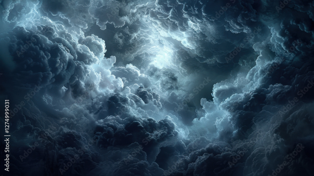 Poster dramatic dark clouds swirling in stormy sky, creating moody atmosphere. interplay of light and shado