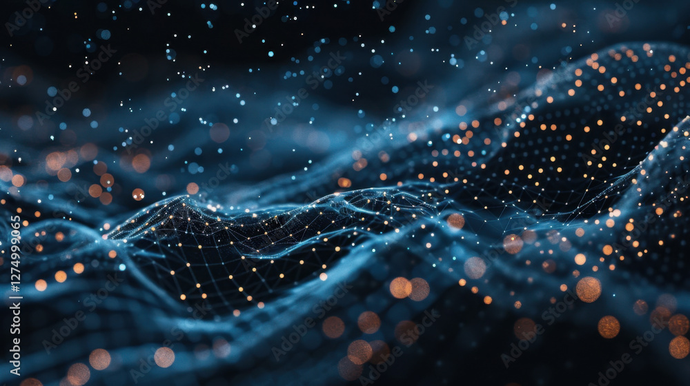 Aufkleber digital abstract background with glowing particles and waves