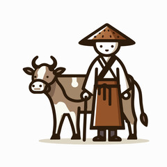 cowherd vector illustration