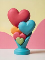 heart shaped statue on a color background.