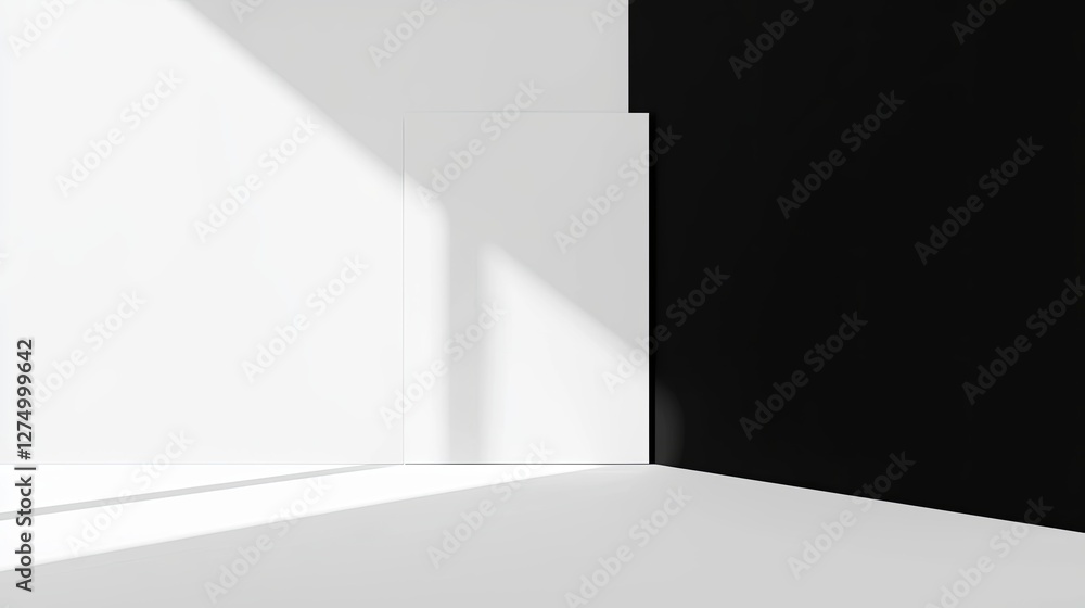 Poster minimalistic 2d modern design with sharp edges and bold contrasts, copy space