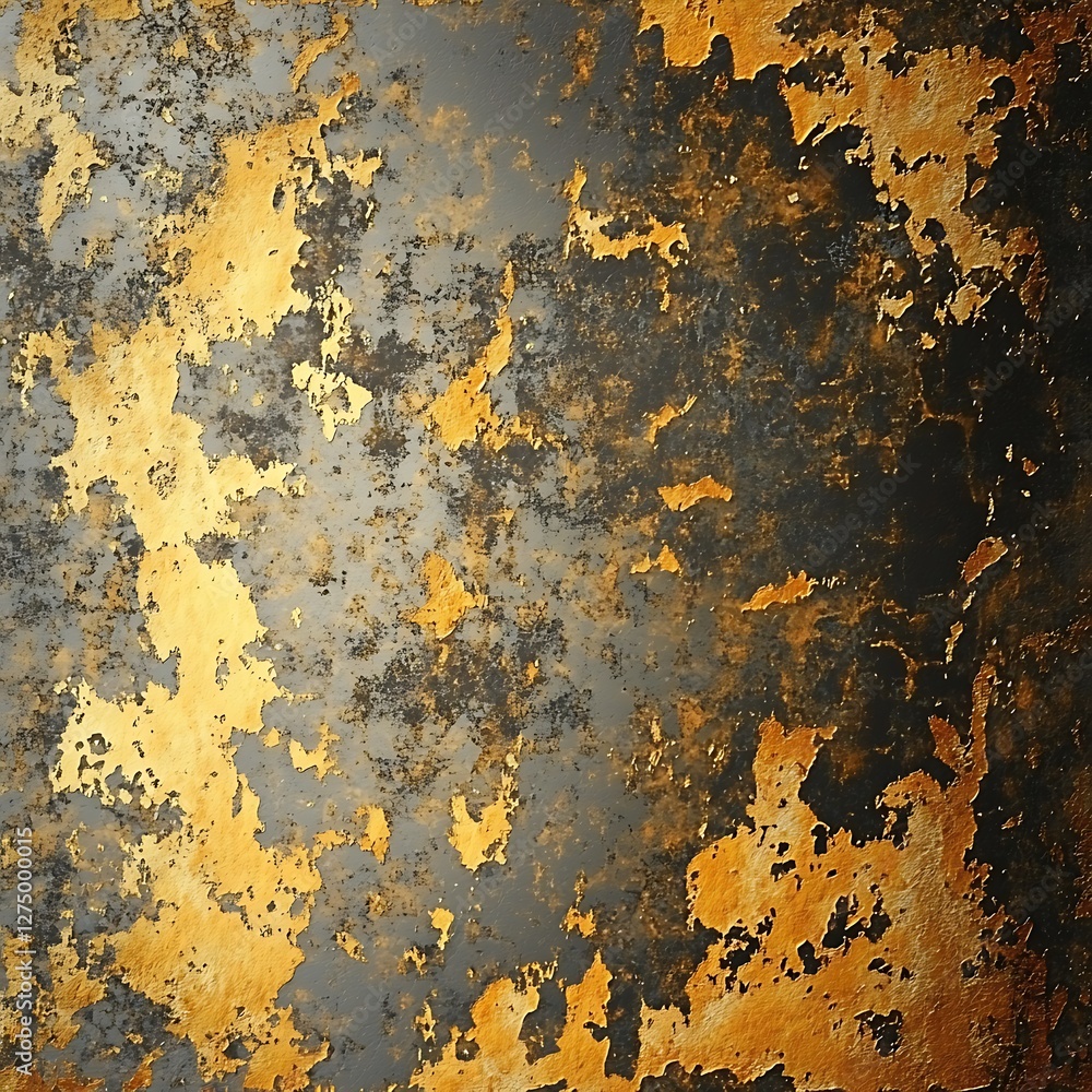 Poster an abstract background featuring a textured pattern of rust and corrosion with rich golden and black