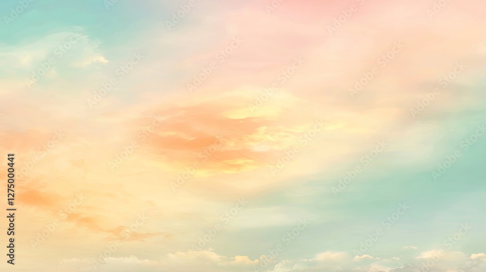 Poster soft pastel gradient with modern minimal 2d abstract design, copy space