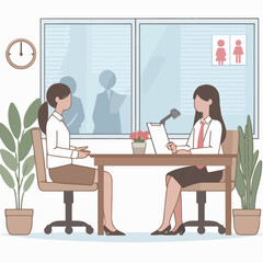 vector illustration of people having a job interview