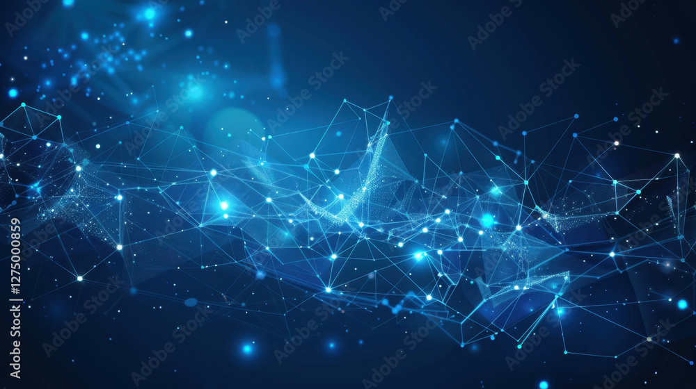Aufkleber digital abstract background with glowing blue lines and nodes