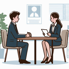 vector illustration of people having a job interview