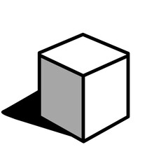 Cubic with isometric icon. Sign and symbol. Vector line art, clip art, minimalist simple outline. Hand drawing technology illustration. Sticker print design