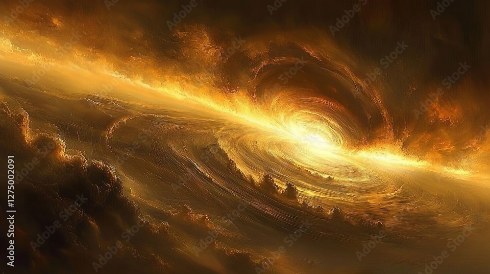 Aufkleber surreal fractal vortex pulling into a dynamic spatial realm. copy space.