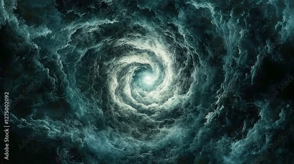 Aufkleber surreal fractal vortex pulling into a dynamic spatial realm. copy space.