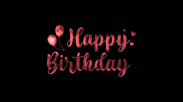 Happy Birthday Greetings Red Text color in Writing Style Transparent Background