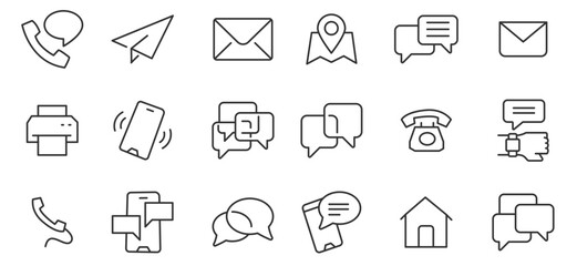 Set of simple Contact us icons for web and mobile app. Vector