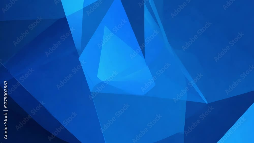 Poster dynamic rotating triangle shapes on vibrant blue abstract background 4k video backdrop