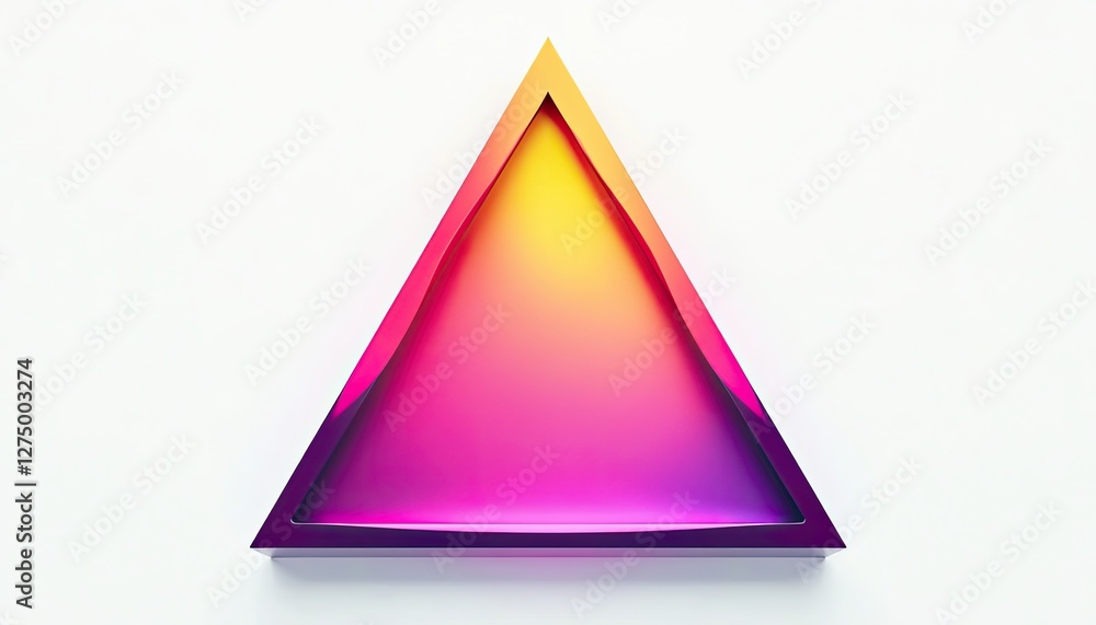Poster vibrant gradient triangle on white background: deep blues to bright pinks contrast. a triangle shape