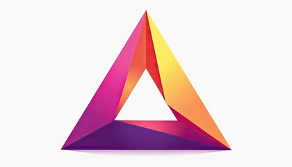 Vibrant Abstract Triangle Logo Design: Pink, Purple, Yellow, Orange Gradient Against White Background. A brightly colored triangle logo on a white background.