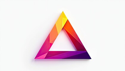 Vibrant Color Triangle Logo on Modern White Background. A colorful triangle shaped object on a white surface.