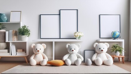 Vibrant Kids Playroom Setup with Three Frames in a Cozy Interior Space, Enhancing a Fun and Creative Atmosphere