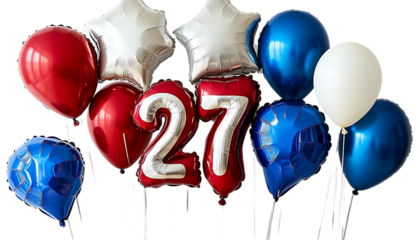 Patriotic balloons in assorted colors for 27th birthday celebration