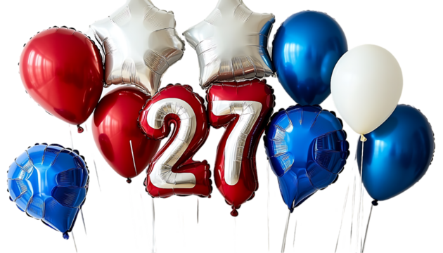 Patriotic balloons in assorted colors for 27th birthday celebration