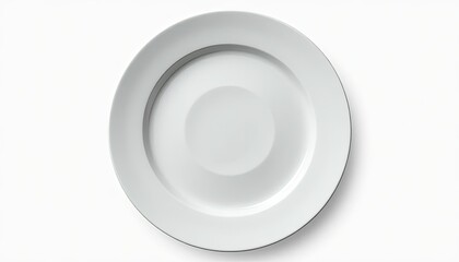 Stunning White Porcelain Plate Against a Clean White Background: Glossy Smoothness Reflects Light Perfection. A white plate on a white background.