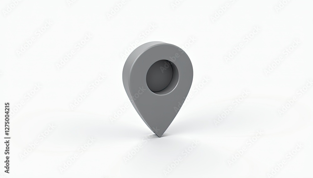 Poster matte gray 3d map pin design for white background perfect for markers. a gray map pointer on a white