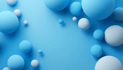 Blue background, spheres, scattered, abstract, design, template
