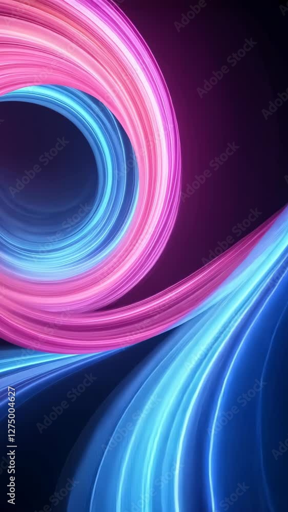 Poster vibrant colorful abstract light warp tunnel with dynamic fluid motion and energetic flow creating a 