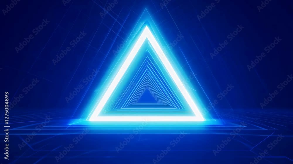 Aufkleber glowing triangle animation on blue background for technology and communication concepts