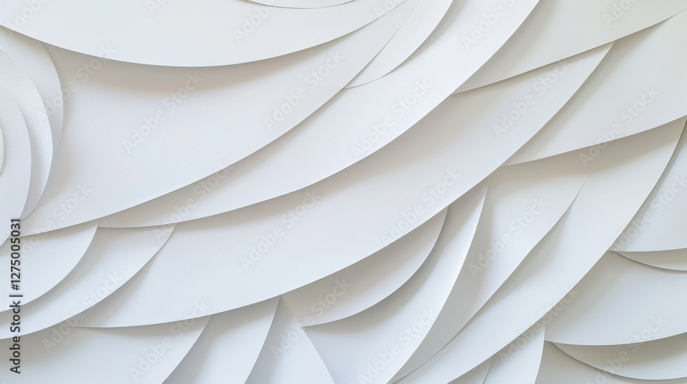Poster abstract white paper texture with layered curves and waves, creating modern and elegant design. soft