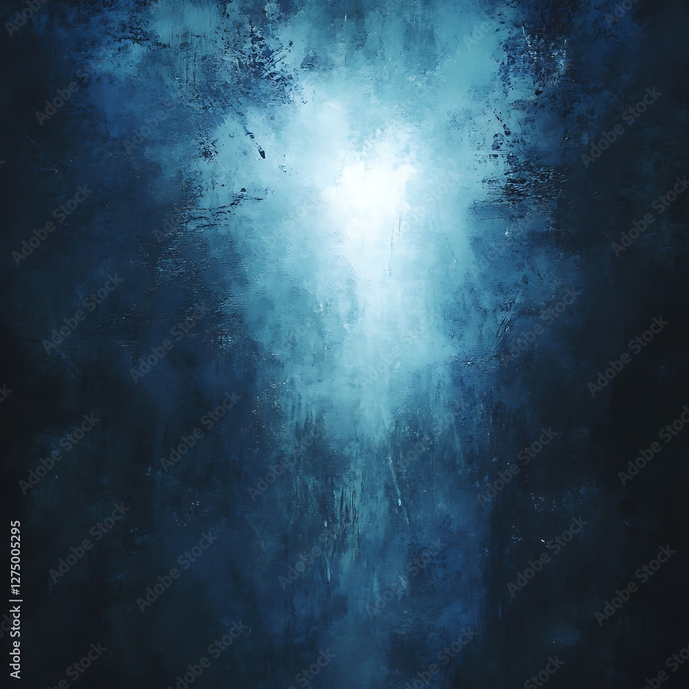 Poster an abstract image featuring a calm blue tone with a soft light emanating from the center, creating a