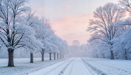 Obraz premium Winter landscape with snowy trees and a clear sky