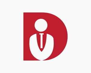 Initial Letter D Business Man Logo Concept With Man Symbol Vector Template