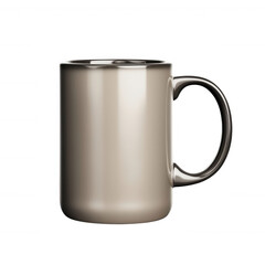 Beige Ceramic Mug with Metallic Rim and Handle