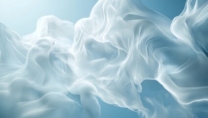Obraz premium Flowing white fabric, studio backdrop, ethereal, design