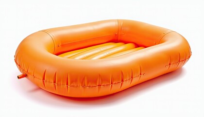 Bright Orange Inflatable Lounge Chair on White Background  Durable Comfortable Design. An  inflatable sofa on a white background.