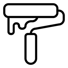 Fototapeta premium Paint Roller Icon in Line Style
