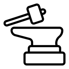 Fototapeta premium Anvil Icon in Line Style