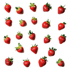 Pattern of Fresh Strawberries on Black Background